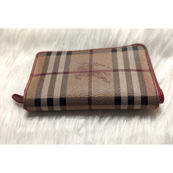 Burberry Handbags - Auth BURBERRY beige coated canvas CLASSIC CHECK Wallet Pink Leather